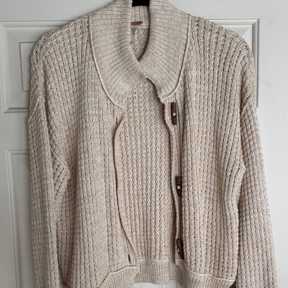 Free People Textured Beige Cardigan
